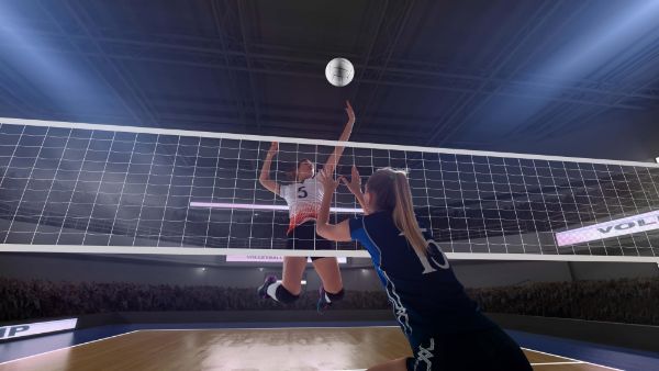 female professional volleyball players in action